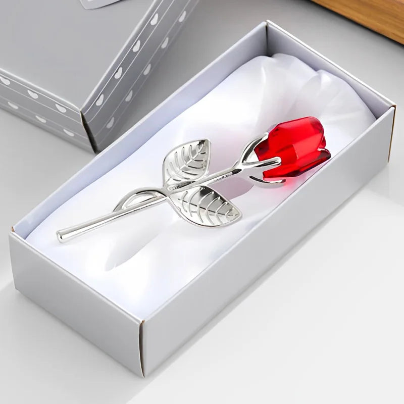 1pc זכוכית ורד מיני קריסטל פרחים מלאכותיים קישוט חדר משרד שולחן עבודה קישוט חתונה מסיבת ולנטיין יום מתנה