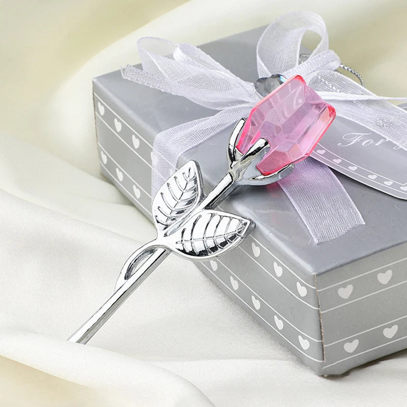 1pc זכוכית ורד מיני קריסטל פרחים מלאכותיים קישוט חדר משרד שולחן עבודה קישוט חתונה מסיבת ולנטיין יום מתנה