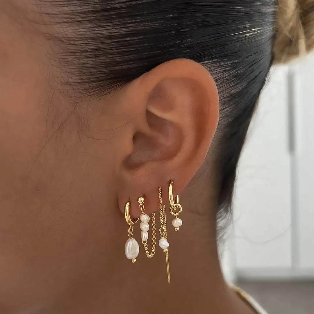 סט עגילים וינטג' עם חרוזים צבעוניים - בוהו זהב