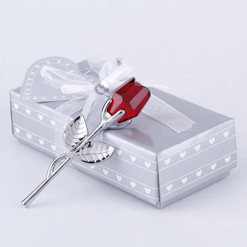 1pc זכוכית ורד מיני קריסטל פרחים מלאכותיים קישוט חדר משרד שולחן עבודה קישוט חתונה מסיבת ולנטיין יום מתנה